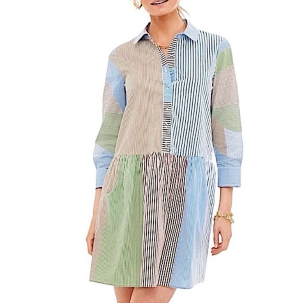Tuckernuck Hayes Shirt Dress Patchwork Stripe Sz M NWT